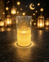 Lampu Lilin Elektronik LED Ramadan Bentuk Bulan Bintang Kastil, Hiasan Meja Idul Fitri Muslim untuk Dekorasi Rumah Pesta Liburan