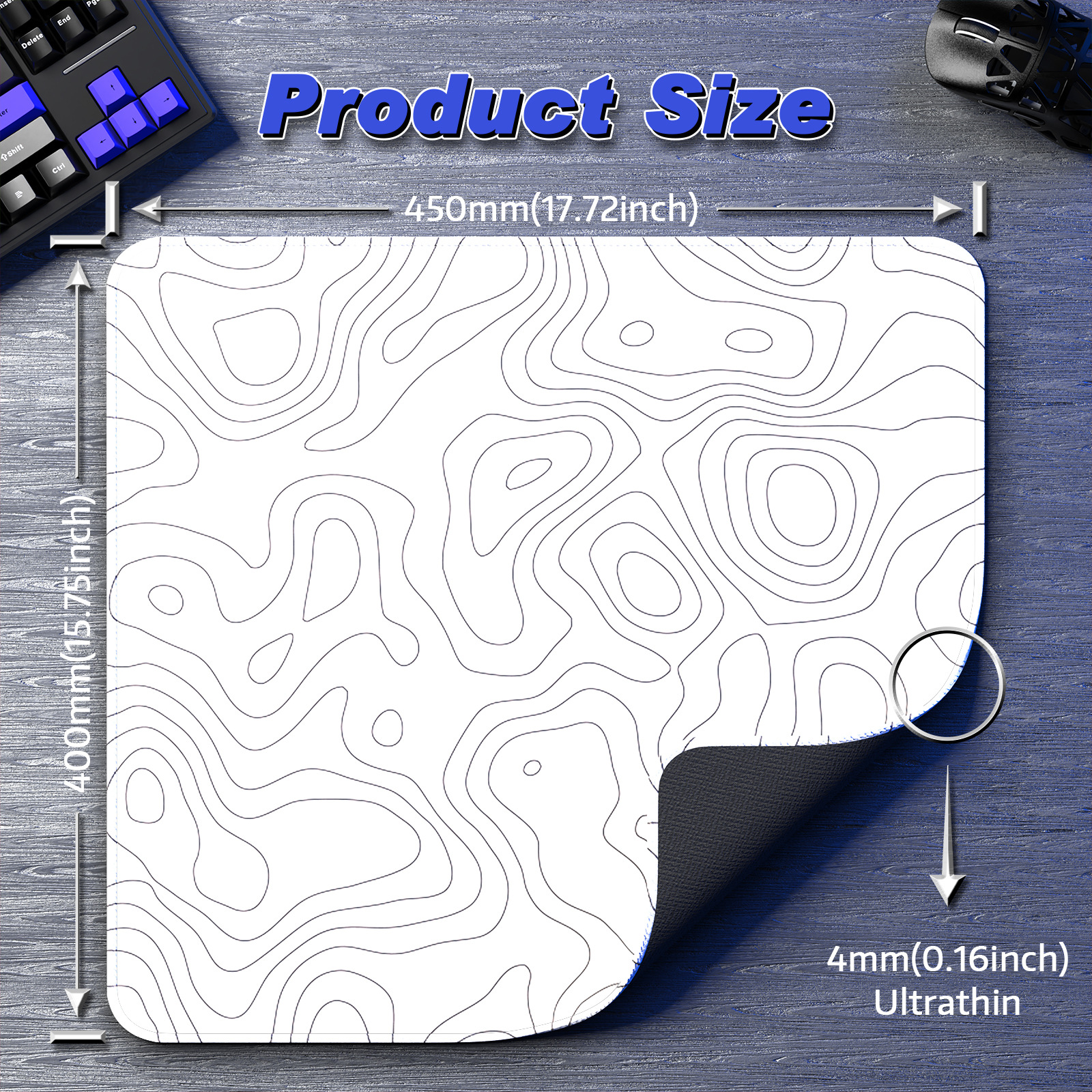 Tapis de souris Attack Shark cm02 contour blanc