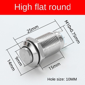 Interrupteur à bouton-poussoir LED autobloquant à réinitialisation, 10 mm, en acier inoxydable, IP65, 220 V, 1NO1NC - Product Image 2