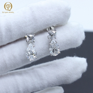 Pendientes Colgantes de Platino con Diamantes Cultivados en Laboratorio, Corte Pera y Cojín, con Certificado IGI, para Mujer - Product Image 1