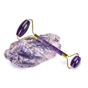 Jade amatista de fábrica de doble cabeza de piedra de cuidado de la <span class=keywords><strong>piel</strong></span> herramienta púrpura Jade rodillo - Product Image 5