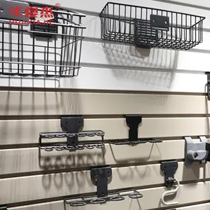 High Quality Pvc Slat Wall Panel Hooks Grarge Panel Slatwall Basket For Home Supermarket/store Decoration