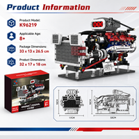 Modèle de moteur de voiture américain turbocompressé à manivelle DIY, blocs de construction en plastique ABS, transmission mécanique, jouet éducatif STEM