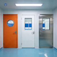 Porte battante pour salle blanche, certifiée ISO/CE, en aluminium alvéolaire, conception anti-collision, pour usage hospitalier