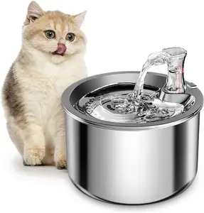 2L/67oz Automatic Dog Dispenser Water Ultra-Quiet Pump Cat Water Fountain Stainless Steel Pet Water Fountain