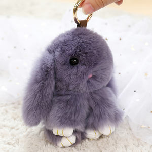 سلسلة مفاتيح قطيفة ترويجية فائقة النعومة طويلة الأذن أرنب محشوة حيوان أرنب فرو حلقة مفاتيح قطيفة - Product Image 5