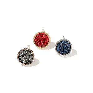 classic design silver colored natural raw stones jewelry druzy earrings