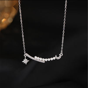Colliers pendentifs MUXCOR, bijoux de luxe, étoile et lune, zircon, collier de perles, bijoux fantaisie pour femmes - Product Image 1