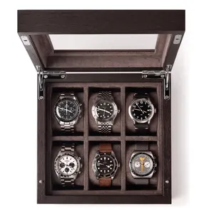 男性用のカスタマイズされた木製時計ボックスオーガナイザー男性用6スロットウォッチボックス男性用高級時計ケース
