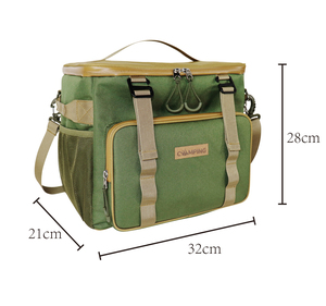 Sac isotherme vert de grande capacité, pliable, avec sangles réglables, pour pique-nique et utilisation en extérieur, avec porte-canettes - Product Image 5