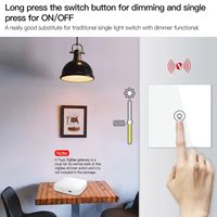 Interrupteur intelligent multi-gangues (1/2/3 gangs) Wi-Fi/Zigbee pour éclairage, en verre, moderne, compatible Smart Life, affichage du mode d'éclairage et de l'état de mise sous tension (UE, Royaume-Uni, États-Unis)