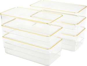 Wholesale Price Rectangle Clear PET <b>Plastic</b> Storage Containers <b>Box</b> 6-10L Capacity Desktop Organizer Drawer Set - Product Image 2