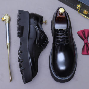 Nuevos productos Zapatos de <span class=keywords><strong>boda</strong></span> de cuero de vaca genuino para hombres Suelas gruesas Zapatos de aumento de altura para hombres vintage - Product Image 5