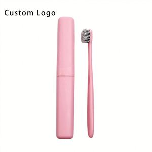 Polyester Material Custom Logo Eco Friendly Toothbrush with Charcoal Bristles and Portable Travel Case - Product Image 2