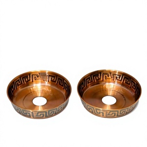 Plateaux à charbon pour chicha en cuivre antique, motif clé grecque, qualité supérieure - Product Image 2