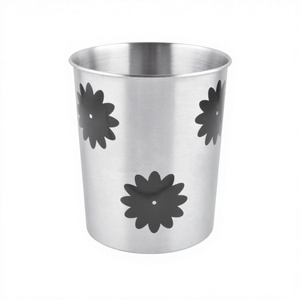 Porte-couverts de cuisine élégant avec ensemble d'ustensiles en métal poinçonnage carré Porte-couverts en acier inoxydable Design floral avec couverts - Product Image 1