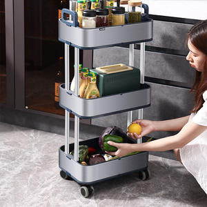 رف تخزين مطبخ نورديك الطراز من جيان هوي بثلاث طبقات غير قابل للطي، عربة متحركة ضيقة لتخزين الخضروات - Product Image 4