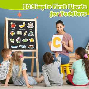 50 aimants de réfrigérateur pour les premiers mots des tout-petits, pour apprendre à lire, à orthographier, à lire en voix haute, jouets magnétiques éducatifs pour la thérapie orthophonique - Product Image 6