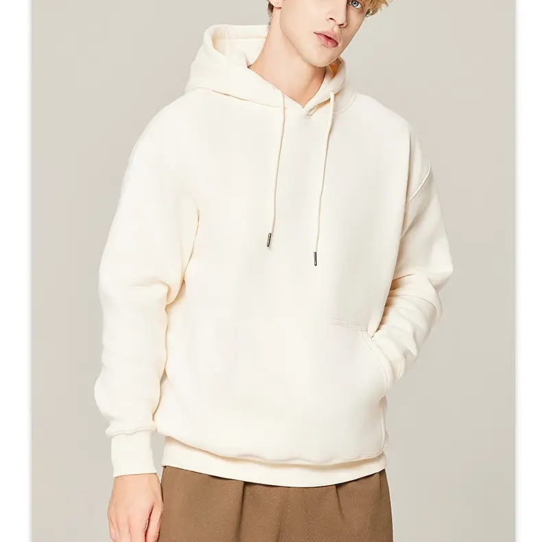 Mode 350gsm Neu 42% Baumwolle 58% Polyester Einfarbig Lose Paar Blank Sweater Fleece Hoodie Für Männer Benutzer definierte Stickerei