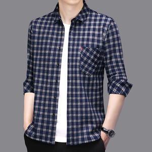 Wholesale <strong>Men's</strong> Cotton Oversized Plaid <strong>Shirt</strong> Comfortable Long Sleeve Casual Quick Dry Breathable Feature Print <strong>Pattern</strong> Autumn - Product Image 5