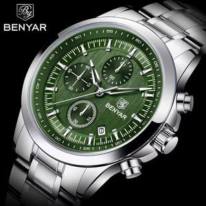 Montre chronographe à quartz pour homme BENYAR BY-5210, bracelet en cuir, étanche 30M, sport, mode, cadran en verre, affichage à aiguilles, 2025 - Product Image 1