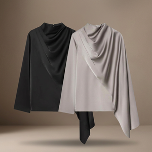 Chemise pour femme à col mandarin, tissée, vintage, imprimé simple, manches longues, coupe classique, style minimaliste, 100% polyester, hiver-printemps - Product Image 4