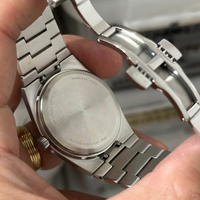 Jam Tangan Kuarsa Pria PRX Mewah Bisnis Gerakan ETA Gelang Baja Warna Perak Terintegrasi Dial Hijau Mint Jam Tangan T137