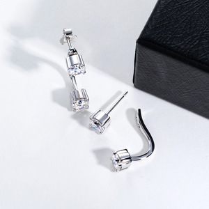 Boucles d'oreilles convertibles en argent sterling 925 avec moissanite, clous ajustables en pendantes, bijoux en dropshipping - Product Image 6