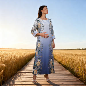Vestido Abaya Elegante de Poliéster Estampado de Alta Calidad Premium para Mujeres Musulmanas, Venta al Por Mayor Personalizada OEM - Product Image 4