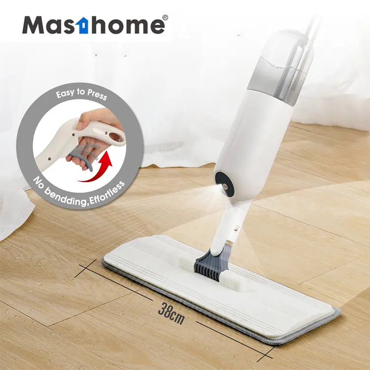 Masthome Huishoudelijke 3 Sectie Rvs Handvat Gemakkelijk Schoonmaken Witte Microfiber Magic Platte Waternevel Mop