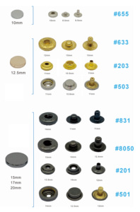 Nút bấm kim loại hợp kim kẽm chất lượng cao, nhiều kích cỡ 10/12.5/15/17/20mm, màu sắc tùy chỉnh, dùng cho quần áo, áo khoác - Product Image 3