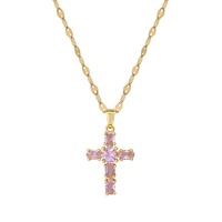 Collar de Moda de Lujo Ligero con Cruz de Circones al por Mayor para Mujer, Cadena de Acero de Titanio para Clavícula, Joyería Impermeable