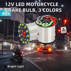Nouvelle ampoule de frein LED 12V pour moto, clignotant 1157, trois couleurs, haute luminosité, 30SMD 24SMD, ajustement universel 180° - Product Image 2
