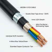 Cable de alimentación blindado Cu/XLPE/STA/LSZH 0.6/1kV, 2 núcleos, 2.5mm², con aislamiento XLPE y cubierta LSZH, para enterramiento.