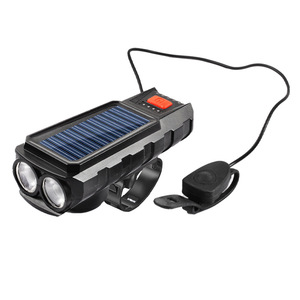 <b>Bicycle</b> Front <b>Light</b> Led Solar Usb Rechargeable IpX4 4 Modes Cycling Lamp With Horn Plastic Material - Product Image 2