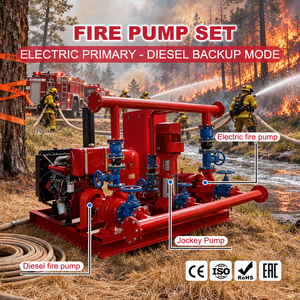 Pompa Antincendio ad Alta Pressione con Motore Elettrico da 10 Hp, 18HP, 20HP e Sistema Jockey Alimentato da Motore Diesel - Product Image 1