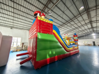 Château gonflable de dessin animé avec toboggan, aire de jeux gonflable à thème pour enfants, trampoline familial pour fêtes, aire de jeux intérieure