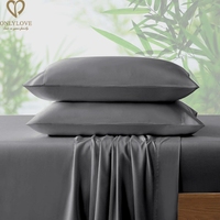 Parure de draps Bedsure moderne de luxe en bambou tissé rafraîchissant 100% antibactérien uni 300TC 4 pièces avec poches profondes de 18 pouces