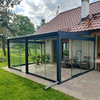 Véranda européenne toutes saisons, abri de jardin, balcon, serre, toit en verre trempé, cadres en aluminium