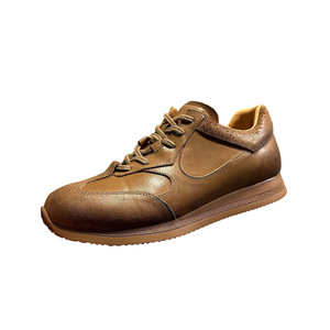 Chaussures de sport classiques en cuir pour hommes, couleur café, talon bas, à lacets, pour usage quotidien - Product Image 1