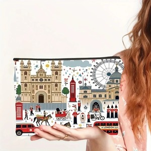 Trousse de maquillage de <span class=keywords><strong>voyage</strong></span> de Londres avec fermeture éclair, organiseur de toilette léger pour femme, motif floral vibrant - Product Image 2