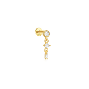 CANNER Boucle d'oreille en argent sterling 925 avec pendentif rond en zircon doré, à visser pour usage quotidien - Product Image 1