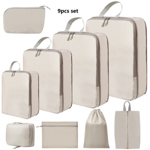 OEM Factory Custom Logo Polyester Fashion Zipper Compression 9 Pcs <b>Packing</b> Cubes Portable <b>Travel</b> Luggage Organizer Storage <b>Bags</b> - Product Image 1