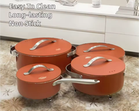 Ensemble de 8 ustensiles de cuisine en alliage d'aluminium de haute qualité, moulé sous pression, antiadhésif, avec poêle à fond plat et friteuse profonde en acier inoxydable, pour une cuisson saine