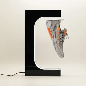 360 Spinning Led Light Magnetic Levitation Floating Shoes Display Stand For Reseller Shoe Store