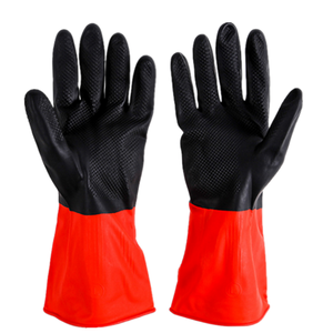 Pas cher Noir Bleu Industriel Ménage Contraste Deux Couleurs Résistant À L'huile Résistance Chimique Latex Caoutchouc Lavage Propre Gants De Travail - Product Image 3