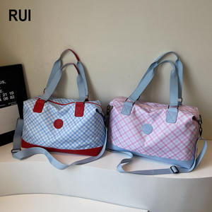 RUIQUWIN 2026 Nueva Bolsa de Viaje Casual a Cuadros Ligera y Resistente al Agua para Mujer, Bolsa de Hombro de Gran Capacidad para Fitness y Yoga - Product Image 1