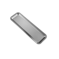 Assiette rectangulaire en acier inoxydable de style coréen, écologique, durable, à motif uni, à bord étroit, argentée, 80*15cm, pour la maison et l'hôtel