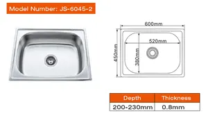 Lavelli per lavabo da cucina a vasca singola in acciaio inossidabile 201 304 sopra il piano del bancone