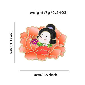 Yini ปิ่นเคลือบสไตล์จีน-เข็มกลัดชุบสังกะสีผสมในรูปดอกโบตั๋นของขวัญที่มีชีวิตชีวาและทนทานสำหรับคอลเลกชันพร้อมเสน่ห์แบบตะวันออก - Product Image 5